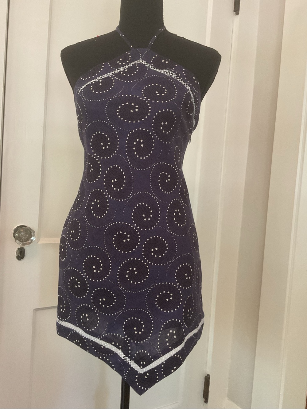 Staud Navy Whirlpool halter dress